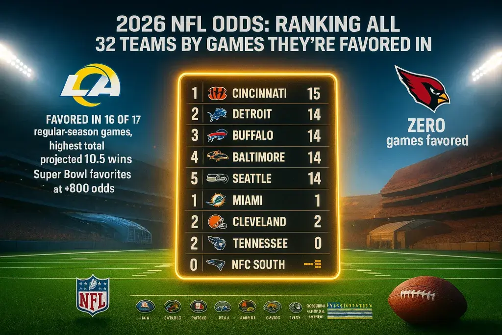 2026 NFL Odds: Ranking All 32 Teams By Games They’re Favored In