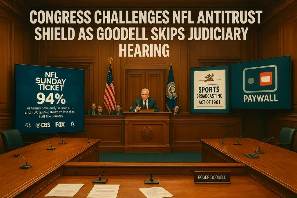 Congress Challenges NFL Antitrust Shield as Goodell Skips Judiciary Hearing